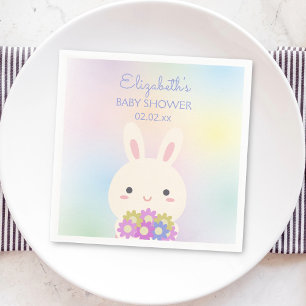 Serviette En Papier Joli Petit Lapin & Fleurs Baby Girl Douche Party