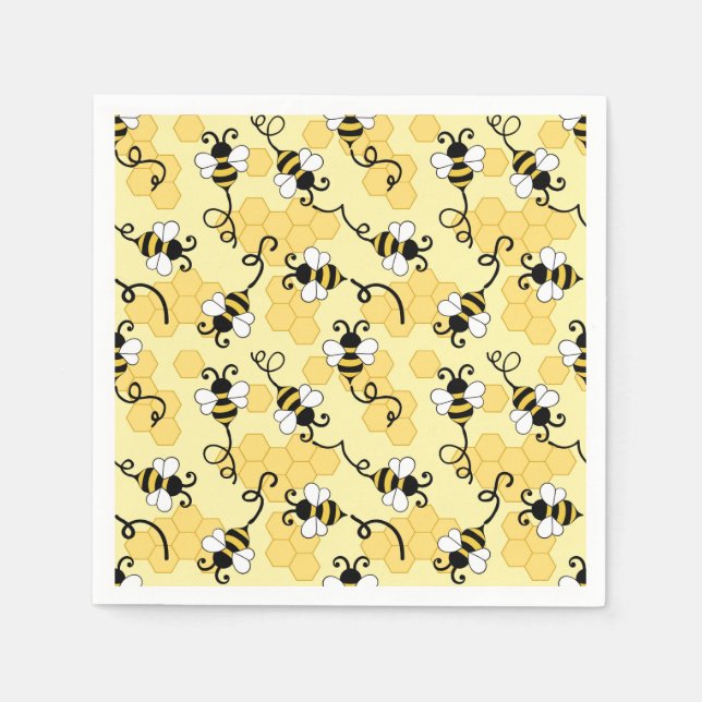 Serviette En Papier Joli petit motif abeilles (Devant)
