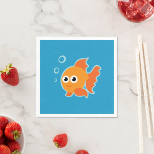 Serviette En Papier Joli poisson rouge orange