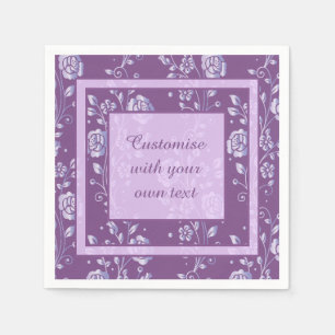 Serviette En Papier Joli Purple et Lilac Floral Texte personnalisé