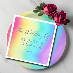 Serviette En Papier Joli Rainbow Fade Personnalisé Mariage LGBTQ