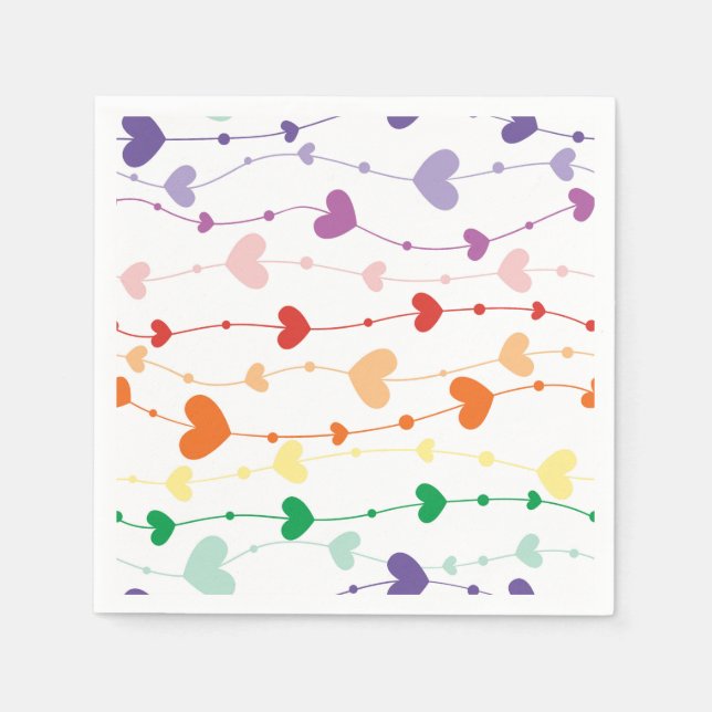Serviette En Papier Joli Rainbow Hearts Enfants Motifs (Devant)