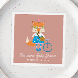 Serviette En Papier Joli renard forestier. Baby shower animal des bois