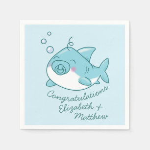 Serviette En Papier Joli requin Baby shower Kawaii Blue Boy