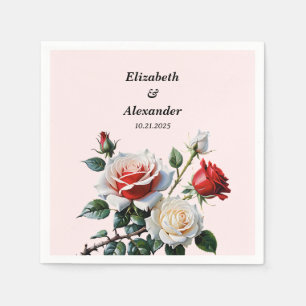Serviette En Papier Joli rose blanc rose rose rose mariage floral