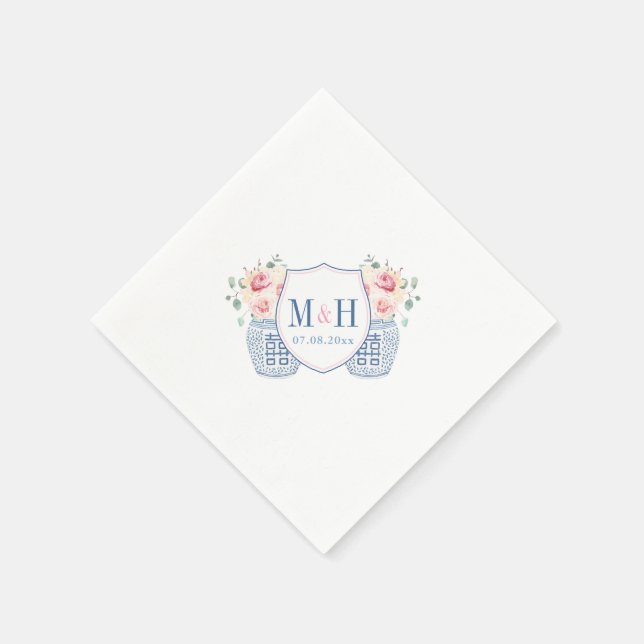 Serviette En Papier Joli Rose de crème rose Wedding shower (Coin)