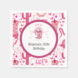 Serviette En Papier Joli rose et Parties scintillant fille fille Anniv