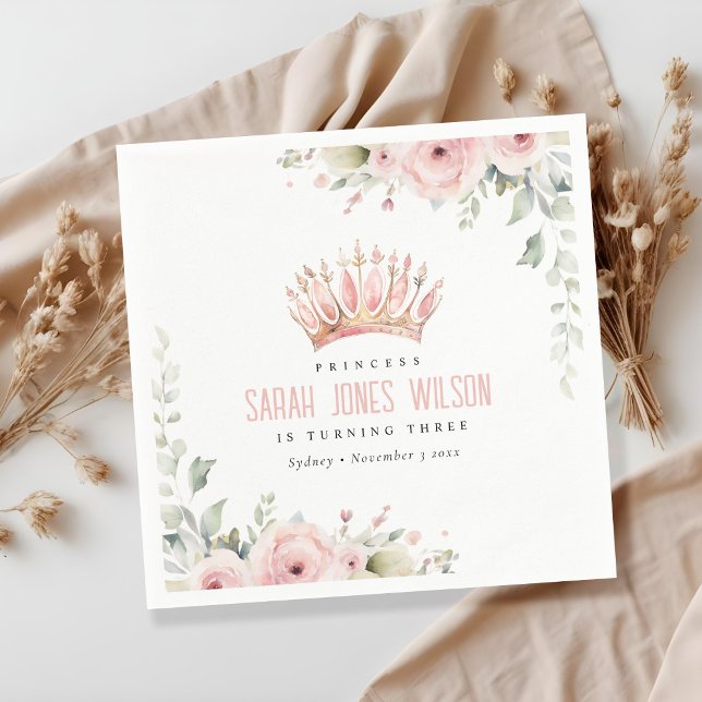 Serviette En Papier Joli rose princesse Crown Tiara Floral Anniversair (Créateur téléchargé)