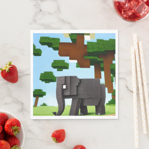 Serviette En Papier Joli Safari Elephant Pixel Art