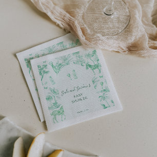 Serviette En Papier Joli Safari Toile de Jouy Baby Shower Menthe