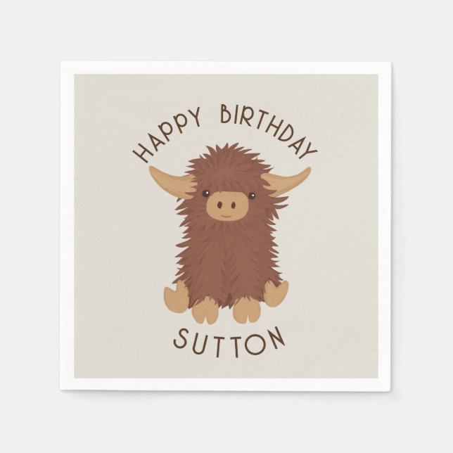 Serviette En Papier Joli, shaggy Highland vache conception personnalis (Devant)