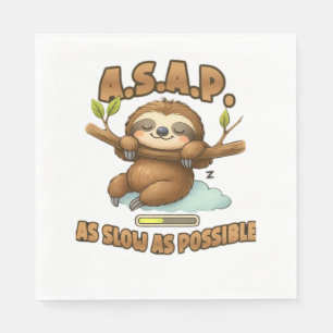 Serviette En Papier Joli Sloth ASAP - Aussi Lent Que Possible T-Sh Cla