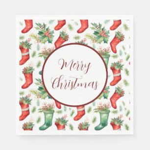 Serviette En Papier Joli socle vert et rouge