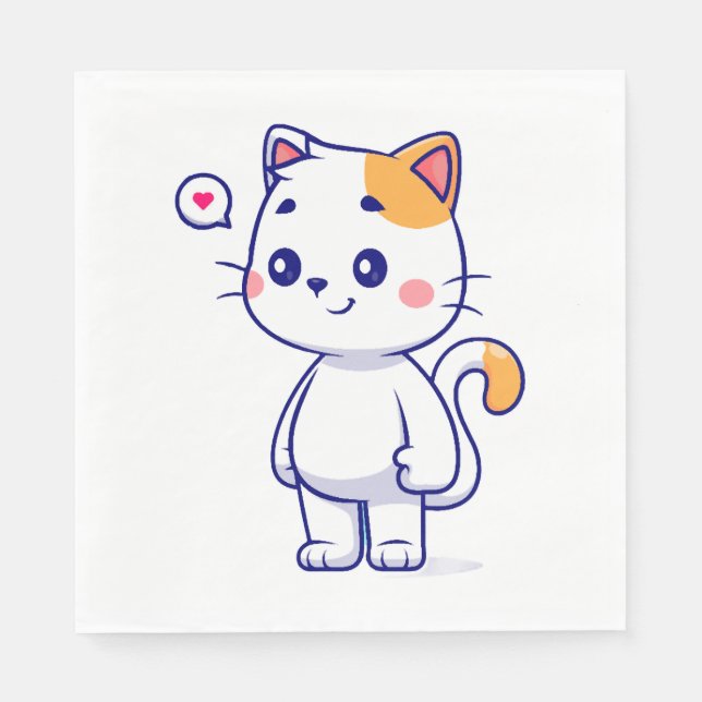 Serviette En Papier Joli sourire de chat (Devant)