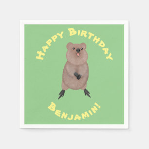 Serviette En Papier Joli sourire mignon dessin animé quokka