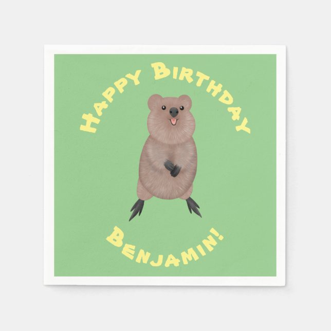 Serviette En Papier Joli sourire mignon dessin animé quokka (Devant)