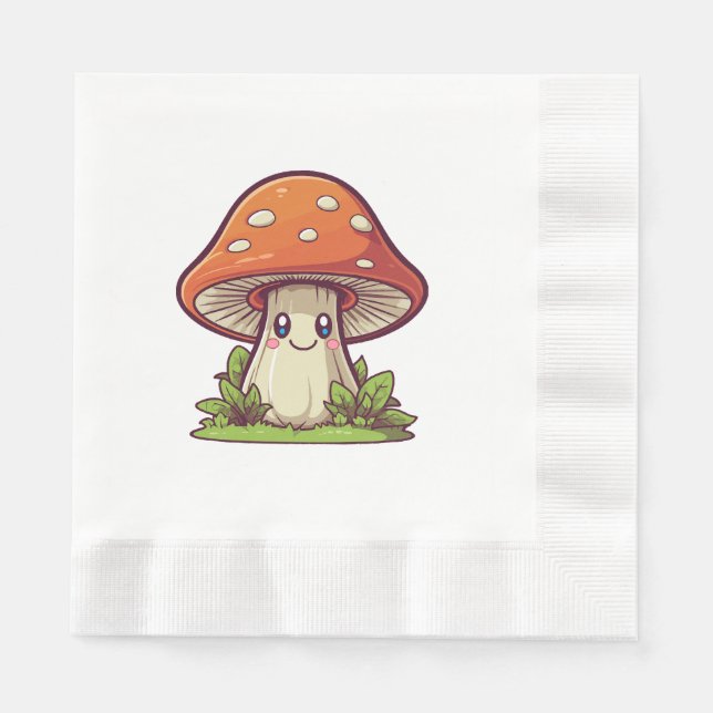 Serviette En Papier Joli style kawaii, cueillette de champignons (Devant)