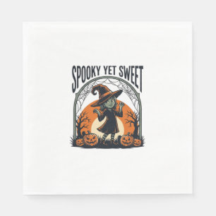 Serviette En Papier Joli T-shirt vintage de sorcière d'Halloween effra
