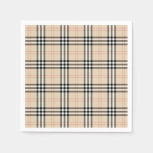 Serviette En Papier Joli Tartan Plaid Beige