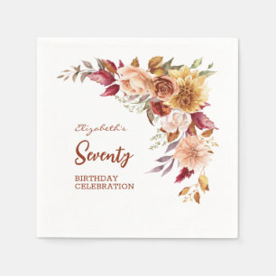 Serviette En Papier Joli Terracotta Automne Floral Verdure Anniversair