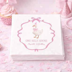 Serviette En Papier Joli Un Oie Ridicule Arc Rose Premier Anniversaire