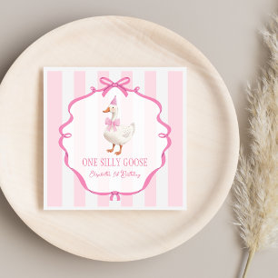 Serviette En Papier Joli Un Oie Ridicule Arc Rose Premier Anniversaire