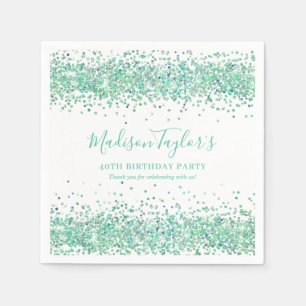 Serviette En Papier Joli Vert Menthe Paillettes Étincelles Confettis A