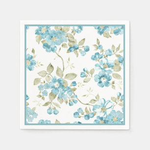 Serviette En Papier Joli vert olive aqua turquoise floral aquarelle