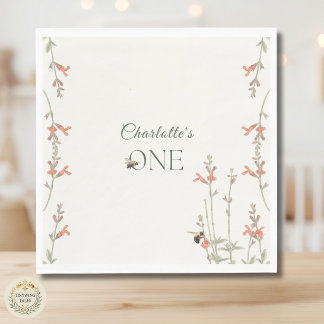 Serviette En Papier Jolie abeille Fillettes Premier Anniversaire Fleur