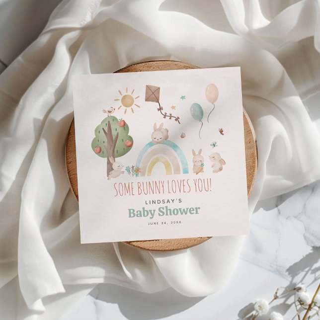 Serviette En Papier Jolie aquarelle Bunny Sexe Baby shower neutre (Créateur téléchargé)