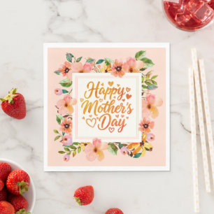 Serviette En Papier Jolie aquarelle florale Bonne fête des Mères