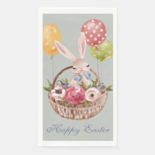 Serviette En Papier Jolie aquarelle Lapin Fleurs de lapin   Pâques