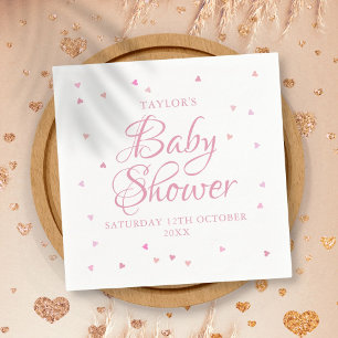 Serviette En Papier Jolie Baby-Shower avec des coeurs roses mignons