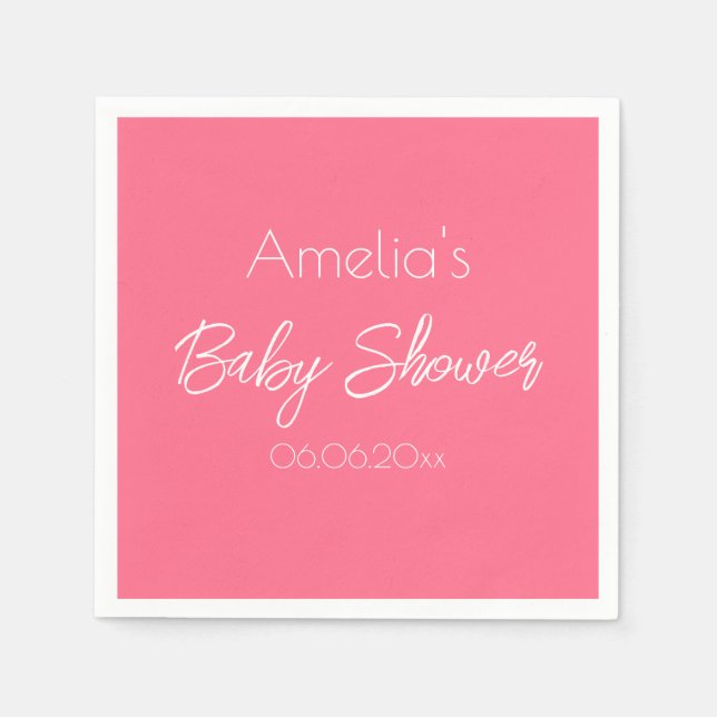Serviette En Papier Jolie Baby Shower Personnalisée rose (Devant)