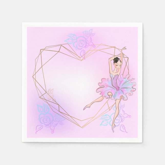 Serviette En Papier Jolie Ballerina Geometry Girls Special Rose Party (Devant)
