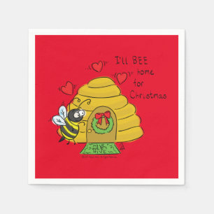 Serviette En Papier Jolie Bee Christmas Drôle Cartoon de vacances