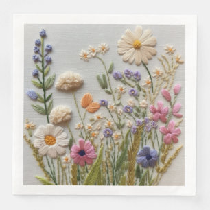 Serviette En Papier Jolie broderie Fleur sauvage Pastel