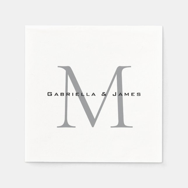 Serviette En Papier Jolie calligraphie noir blanc grisé (Devant)