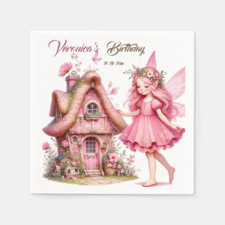 Serviette En Papier Jolie casserole rose d'aquarelle girly château fée
