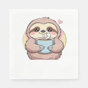 Serviette En Papier Jolie chemise de l'amoureux de café Sloth - Drôle 