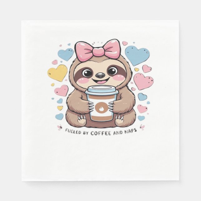 Serviette En Papier Jolie chemise de l'amoureux de café Sloth - Drôle  (Devant)