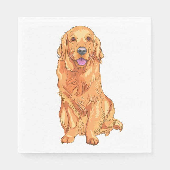 Serviette En Papier Jolie chiot Golden Retriever Chien Party (Devant)