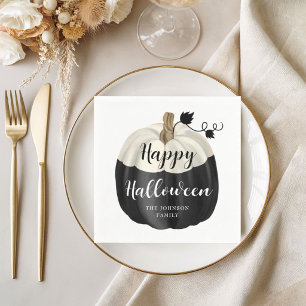 Serviette En Papier Jolie citrouille noire et blanche Joyeux Halloween