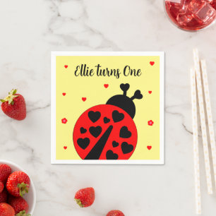 Serviette En Papier Jolie coccinelle avec des cœurs