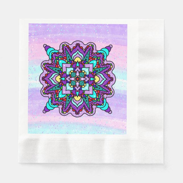 Serviette En Papier Jolie couleur violet Mandala Mystique (Devant)