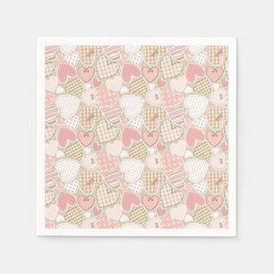 Serviette En Papier Jolie courtepointe Motif Coeurs roses Bows