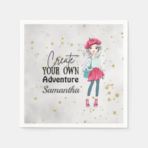 Serviette En Papier Jolie dame Créez votre propre Personnaliser