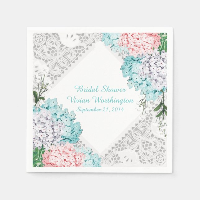 Serviette En Papier Jolie dentelle et Fête des mariées d'Hydrangeas (Devant)