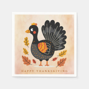 Serviette En Papier Jolie Dinde Joyeux Thanksgiving Serviettes