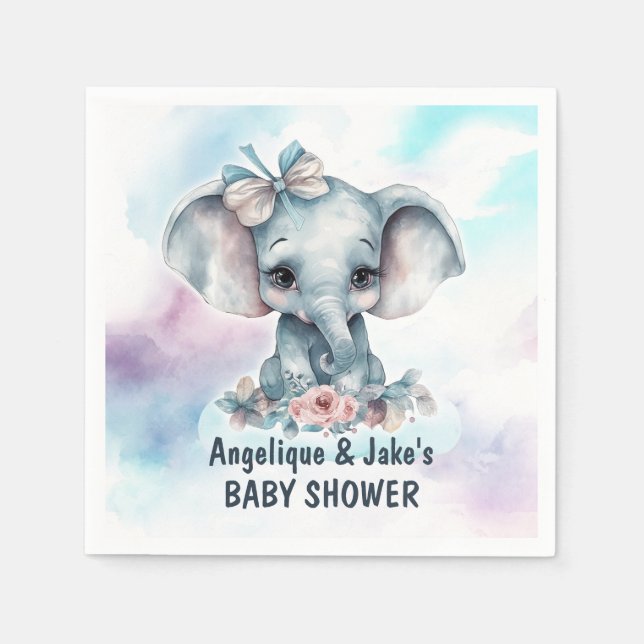 Serviette En Papier Jolie douche pour bébé garçon éléphant (Devant)